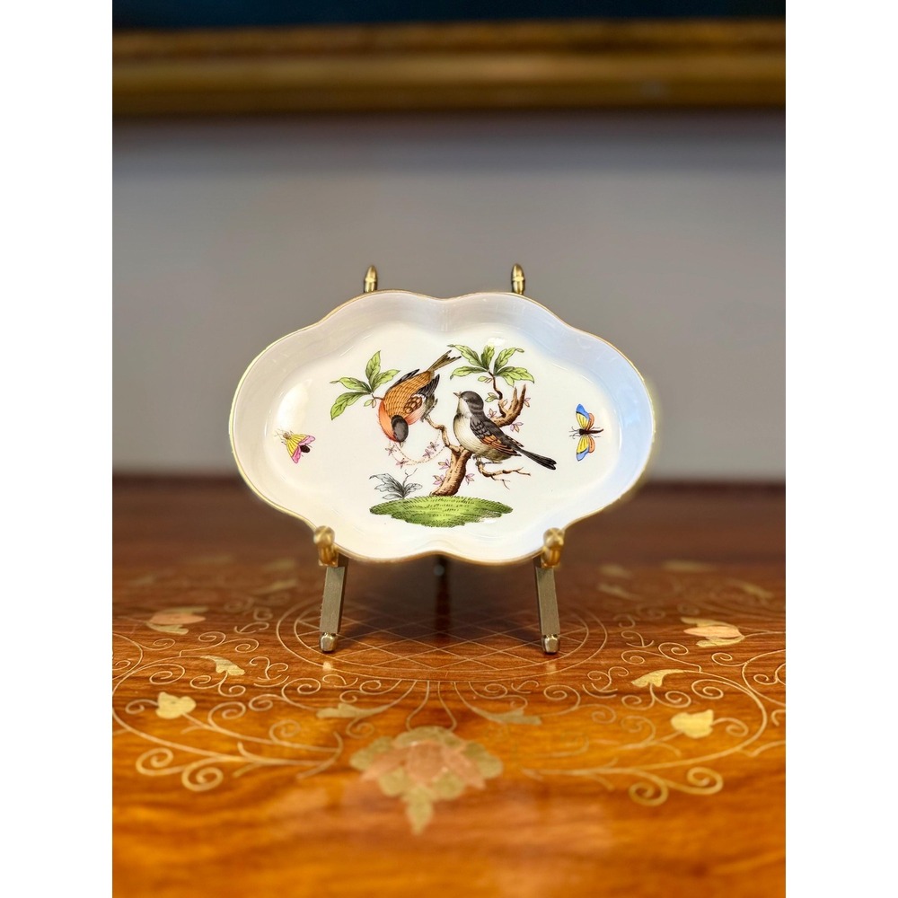 Vintage Herend Rothschild Bird Porcelain‎ Trinket Dish